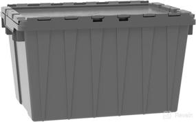 img 2 attached to 📦 Akro-Mils 39120 Industrial Plastic Storage Tote with Attached Hinged Lid, Gray, 21" L x 15" W x 12" H, 6-Pack