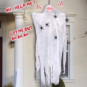 img 2 attached to 67 Inch Animated Skeleton With Red Eyes And Voice Activated - ESSENSON Halloween Decorations Hanging Ghost For Window Wall Outdoor Indoor Yard Patio House Decor