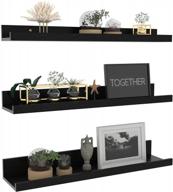 giftgarden woodgrain picture ledge shelf set - 24 inch black floating shelves for storage in home and office, set of 3 different sizes логотип