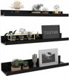 giftgarden woodgrain picture ledge shelf set - 24 inch black floating shelves for storage in home and office, set of 3 different sizes logo