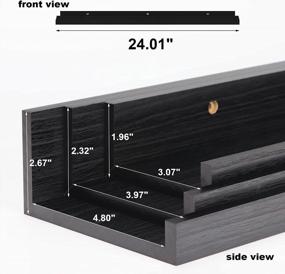 img 1 attached to Giftgarden Woodgrain Picture Ledge Shelf Set - 24 Inch Black Floating Shelves for Storage in Home and Office, Set of 3 Different Sizes
