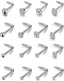 img 4 attached to 20G Stainless Steel Nose Studs (16Pcs) For Women Men Body Piercing Jewelry