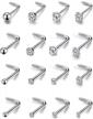 20g stainless steel nose studs (16pcs) for women men body piercing jewelry logo