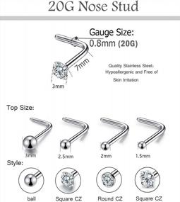 img 3 attached to 20G Stainless Steel Nose Studs (16Pcs) For Women Men Body Piercing Jewelry