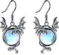 dragon earrings 925 sterling silver vintage oxidized pearl dangle jewelry mother's day gifts women girls logo