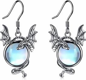 img 4 attached to Dragon Earrings 925 Sterling Silver Vintage Oxidized Pearl Dangle Jewelry Mother'S Day Gifts Women Girls