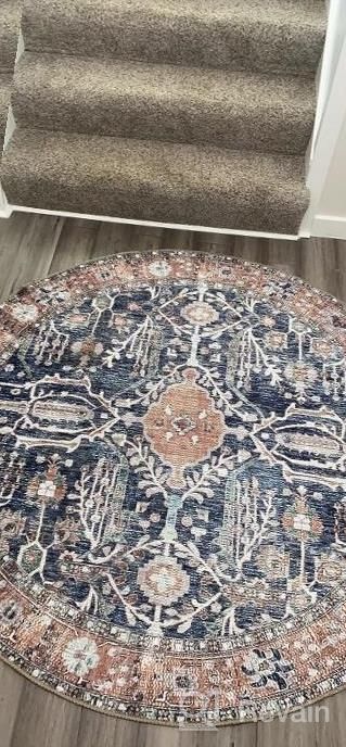 img 1 attached to 3X5 Softwoven Machine Washable Navy And Lt.Blue Rug - Non-Slip, Family & Pet Friendly, Stain Resistant, Non-Shed Traditional Vintage Area Rug For Living Room, Hallway - 90% Cotton review by Kayla Guzman