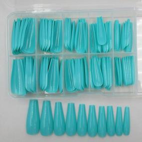 img 2 attached to Make A Statement With 100 Colored Coffin Press-On Nails In Vibrant Turquoise Blue For Women And Teen Girls