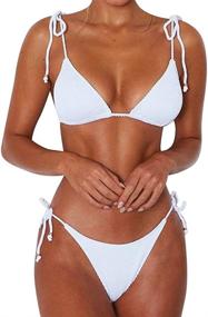 img 4 attached to MOOSLOVER Womens Ribbed Brazilian Swimsuit Women's Clothing ~ Swimsuits & Cover Ups