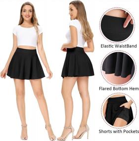 img 2 attached to Stylish High Waisted Pleated Skirts For Women: A-Line Skater Tennis Skirt With Shorts, Pockets, And Mini Length