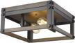 farmhouse black and wood grain texture 12-inch square flush mount ceiling light with 2 lights - re9180-2a logo