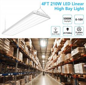 img 3 attached to CINOTON 210W LED Linear High Bay Light, 4FT LED Shop Light Fixture 32000LM[800W HID/HPS Equiv.] 100-277V 1-10V Dimmable 5000K Daylight Indoor Commercial Warehouse Factory Office Workshop Garage 2 Pack