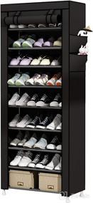 img 3 attached to UDEAR 9-Tier Black Shoe Rack with Dustproof Cover - Shoe Shelf Storage Organizer