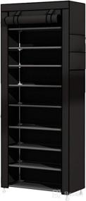 img 4 attached to UDEAR 9-Tier Black Shoe Rack with Dustproof Cover - Shoe Shelf Storage Organizer