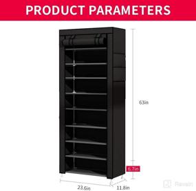 img 1 attached to UDEAR 9-Tier Black Shoe Rack with Dustproof Cover - Shoe Shelf Storage Organizer