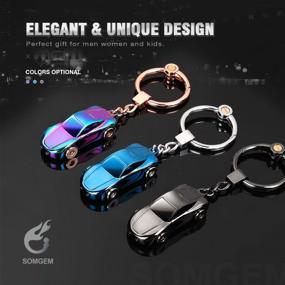 img 3 attached to SOMGEM Keychain With LED Flashlights, Cute Car Keychain Accessories With 2 Light Modes, Key Rings Holder For Office, Backpack, And Purse - Great Gift For Men, Women, And Kids (Grey)