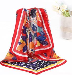 img 1 attached to Stylish 27.5” Silk Satin Square Head Scarf Set - 4PCS Head Scarves for Women: Hair Kerchief, Bandanas, Sleep Wraps