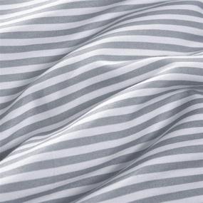 img 1 attached to 🛏️ Sleep in Serene Comfort with Wake In Cloud - Gray White Striped Comforter Set! Experience Elegant Grey Vertical Ticking Stripes Pattern Printed on White, Crafted from Soft Microfiber Bedding. Get Yours Now - 3pcs, Queen Size!