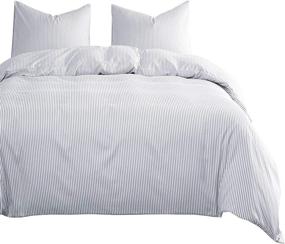 img 4 attached to 🛏️ Sleep in Serene Comfort with Wake In Cloud - Gray White Striped Comforter Set! Experience Elegant Grey Vertical Ticking Stripes Pattern Printed on White, Crafted from Soft Microfiber Bedding. Get Yours Now - 3pcs, Queen Size!