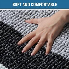 img 1 attached to H.VERSAILTEX Non-Slip Chenille Ombre Dyeing Bath Rug & Contour Mat Set - 2 Piece, Water Absorbent Striped Shag (32" X 20" Plus 20" X 20"), Black