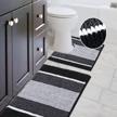 h.versailtex non-slip chenille ombre dyeing bath rug & contour mat set - 2 piece, water absorbent striped shag (32" x 20" plus 20" x 20"), black logo