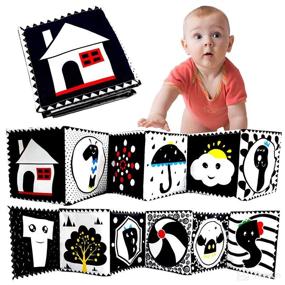 img 4 attached to 📚 Black and White High Contrast Baby Book: Sensory Toys for Early Education & Tummy Time, 0-3 Months
