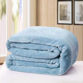 img 4 attached to CLOTHKNOW Blue Blanket King Flannel Blue Fleece Plush Blankets For Couch California King Bedding Soft Blankets Ultra Cozy Girls Women Adults Bedding Blankets (90" × 102")