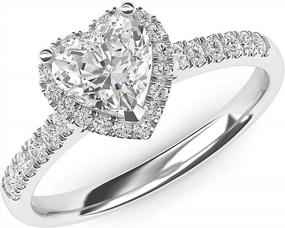 img 3 attached to 10K White Gold Heart-Shaped Diamond Halo Engagement Ring With Side Stones Promise Bridal Ring