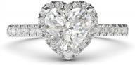 10k white gold heart-shaped diamond halo engagement ring with side stones promise bridal ring logo