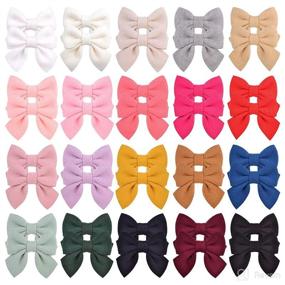 img 3 attached to 💖 Vibrant 2.8 Inch Baby Girl Hair Bows Clips - 40PCS/20Colors Alligator Clips with Felt Wool - Adorable Hair Accessories for Toddlers, Infants, Kids, and Little Girls