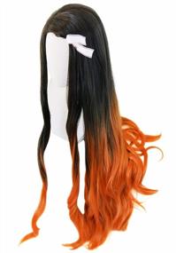 img 4 attached to Nezuko Cosplay Wig For Women - Long Black And Orange Gradient Waves (Black)