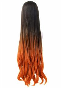 img 2 attached to Nezuko Cosplay Wig For Women - Long Black And Orange Gradient Waves (Black)