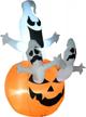 homcom 6' inflatable halloween jack-o-lantern pumpkin and ghost lighted outdoor yard display, waterproof logo