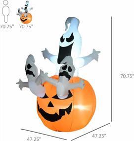 img 2 attached to HOMCOM 6' Inflatable Halloween Jack-O-Lantern Pumpkin And Ghost Lighted Outdoor Yard Display, Waterproof