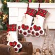ourwarm red pet dog christmas stocking with large paw print - 18 x 11 inch hanging stockings for fireplace decorations during christmas logo