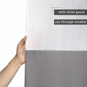 img 3 attached to UFRIDAY Grey And White Fabric Shower Curtain 72 X 72 Inch With Window.