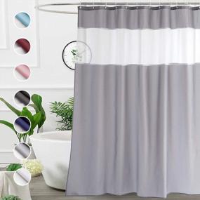 img 4 attached to UFRIDAY Grey And White Fabric Shower Curtain 72 X 72 Inch With Window.