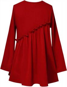 img 3 attached to Solid Color Round Neck Blouse: Long Sleeve Ruffle Tops For Girls - Ideal Fall & Winter Tunic