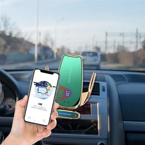 img 3 attached to 🚗 Fast Charging Auto Clamping 15W Wireless Car Charger Mount with Intelligent Dual Control Induction - Compatible with All iPhone and Android Smartphones (Gold)