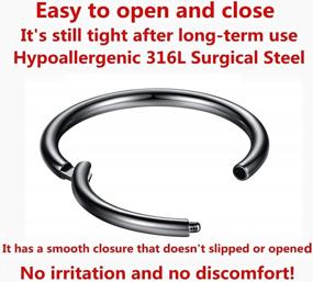 img 3 attached to 316L Surgical Steel Hypoallergenic Nose Rings, Septum Jewelry, Hinged Segment Ring Body Piercing Hoop Lip Rings For 20G 18G 16G 14G 12G 10G 8G Helix Cartilage Rook Earrings