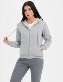 img 3 attached to Women'S Fleece Sherpa-Lined Hooded Jacket With Zipper For Warm Winter Comfort - Flygo