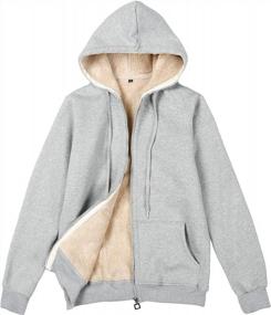 img 4 attached to Women'S Fleece Sherpa-Lined Hooded Jacket With Zipper For Warm Winter Comfort - Flygo