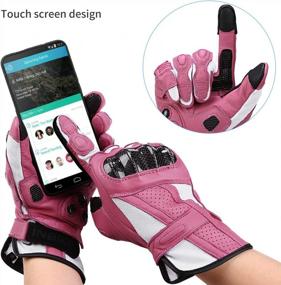 img 1 attached to Women'S Pink Leather Motorcycle Gloves With Carbon Fiber Knuckles And Touch Screen Technology - Size Large By INBIKE