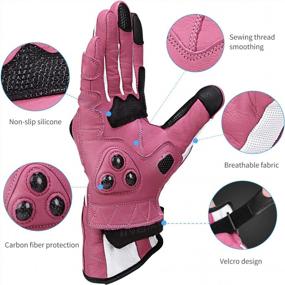 img 3 attached to Women'S Pink Leather Motorcycle Gloves With Carbon Fiber Knuckles And Touch Screen Technology - Size Large By INBIKE
