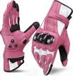 women's pink leather motorcycle gloves with carbon fiber knuckles and touch screen technology - size large by inbike logo