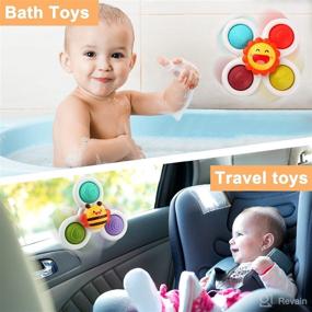 img 1 attached to 👶 3 Pcs Baby Suction Cup Spinner Toys - Sensory Spinning Top Toys for Toddlers | Bath Toys + Early Education Gifts for 12-18 Months, 1-3 Year Old Boys & Girls