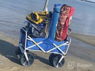 img 1 attached to Convenient And Sturdy Collapsible All-Terrain Beach Wagon - MacSports Heavy Duty Utility Cart In Blue/White review by Seth Waldron