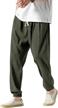 loose and comfortable men's cotton linen drawstring beach pants for yoga and jogging by sandbank logo