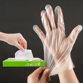 img 4 attached to 🧤 200 Pcs Transparent Disposable Plastic Gloves for Food Service- Food Handling, Cooking, Cleaning, Crafting, Hair Coloring- Large Size