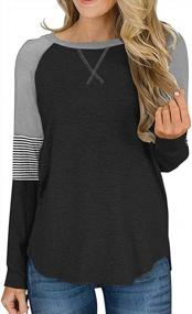 img 4 attached to Leopard Print Color Block Tunic: Women'S Striped Casual Blouse With Round Neck And Long Sleeves - HARHAY 2022